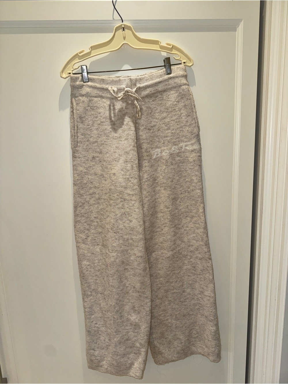 Bo+Tee Cozy Neutral Knit Wide-Leg Lounge Pants